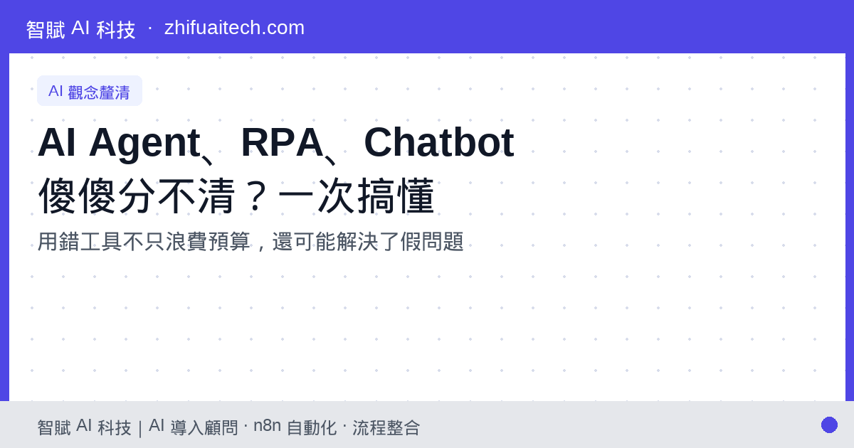 AI Agent、RPA、Chatbot 傻傻分不清?一次搞懂三者差異與適用場景