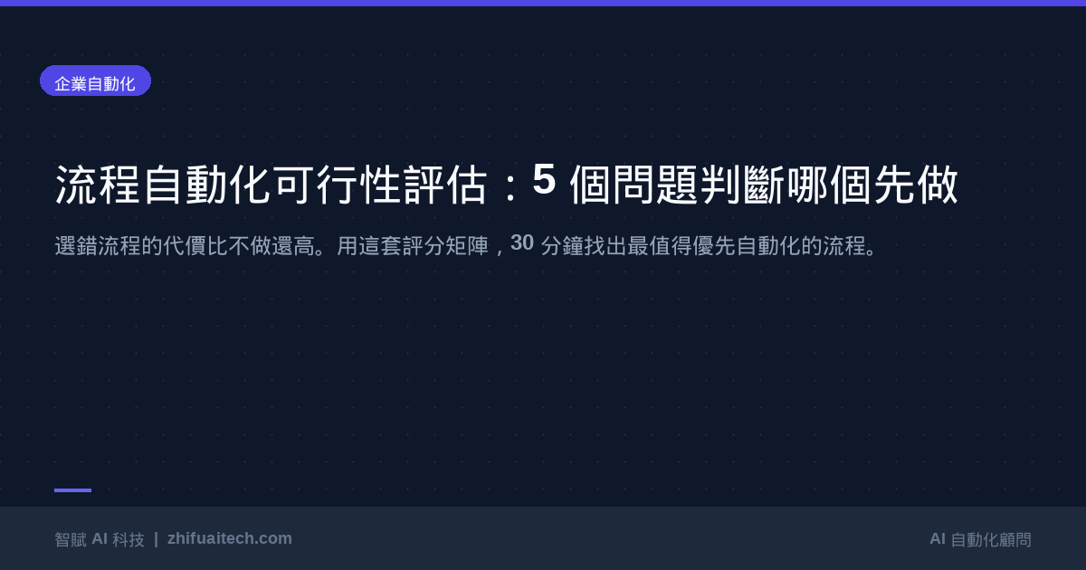 企業流程自動化可行性評估:用這 5 個問題,判斷哪個流程該先做
