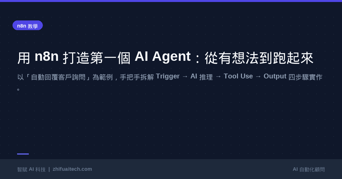 用 n8n 打造你的第一個 AI Agent:從「有想法」到「跑起來」完整教學