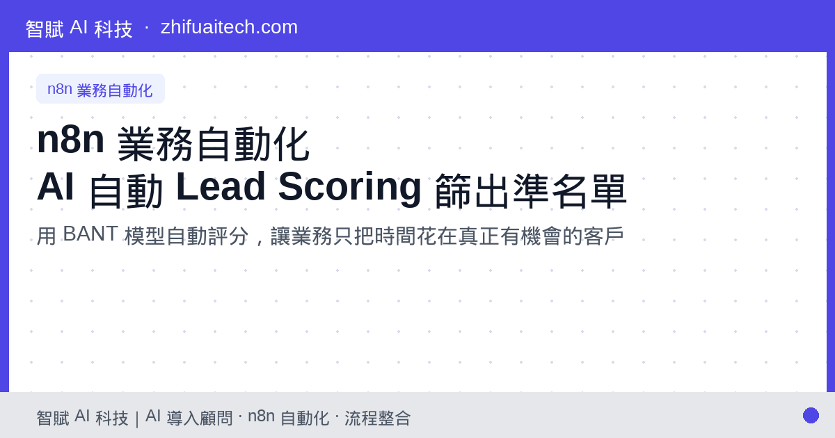 n8n 業務自動化：用 AI 自動過濾潛在客戶 (Lead Scoring)，只把時間花在準名單