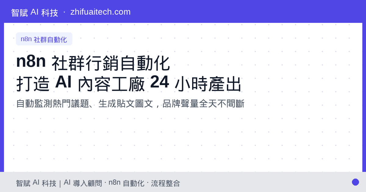 n8n 社群行銷自動化：打造 24 小時運轉的 AI 內容工廠 (Content Factory)