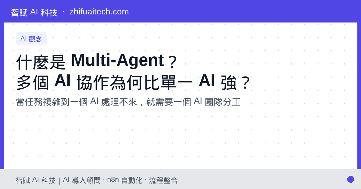 什麼是 Multi-Agent？為何多個 AI 協作比單一 AI 更強大？